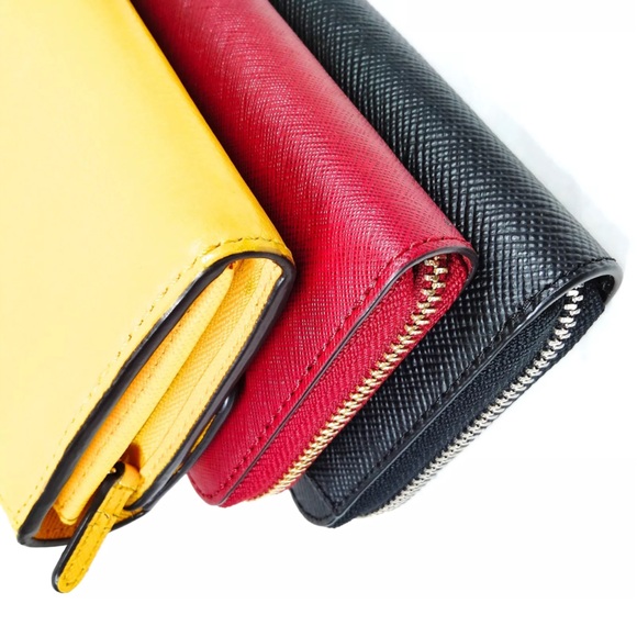 YOU GET 3 Michael Kors Long Wallet Set of 3 Blk, yellow & red like new - Picture 5 of 17